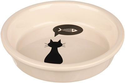 Trixie Food Bowl keramisk hvit med silhuettkatt