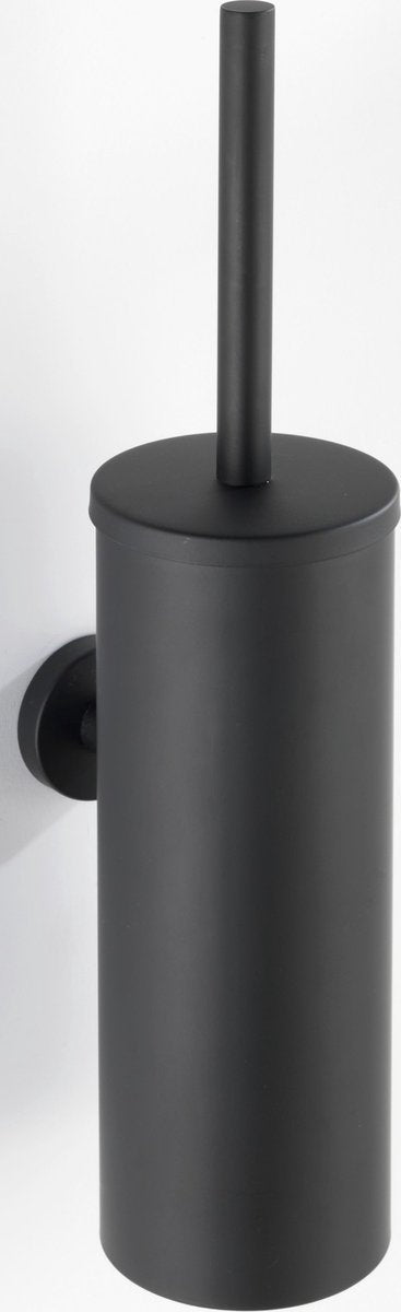 Wenko Toilettenbürstenhalter mit Deckel Bosio Edelstahl schwarz matt – Toilettenbürste mit Halter – WC-Bürste mit Halter
