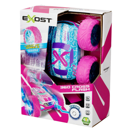 Exost rc 360 Cross Flash Stuntauto rosa 1:18 - blinkende Räder - inkl. wiederaufladbarer Akku - RC-Auto