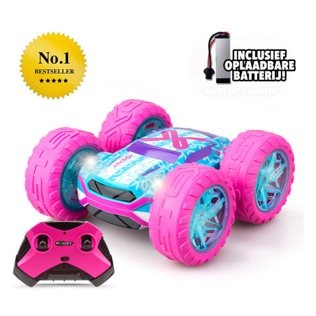 Exost rc 360 Cross Flash Stuntauto rosa 1:18 - blinkende Räder - inkl. wiederaufladbarer Akku - RC-Auto