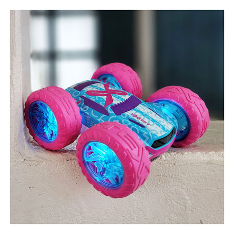 Exost rc 360 Cross Flash Stuntauto rosa 1:18 - blinkende Räder - inkl. wiederaufladbarer Akku - RC-Auto