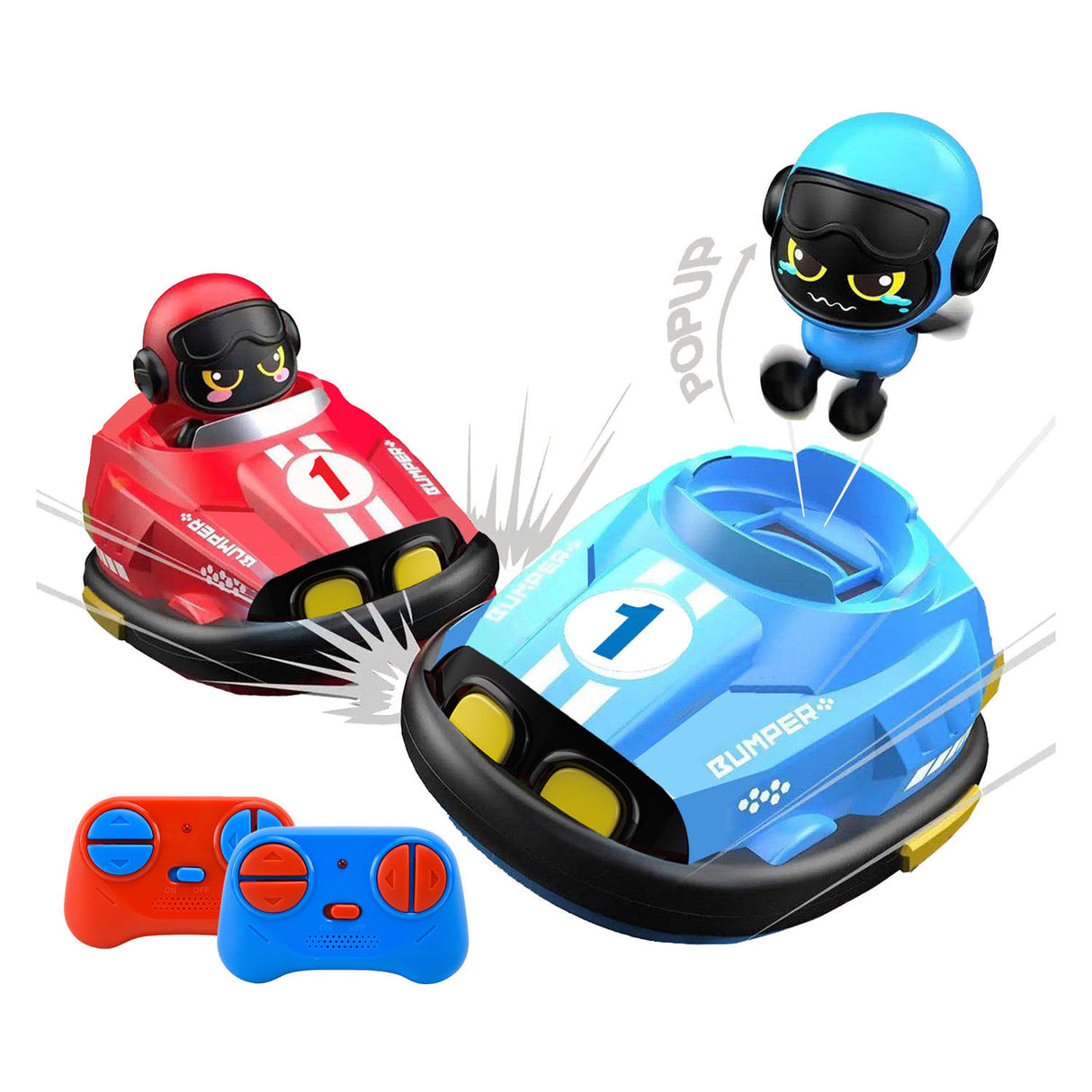 Gear2play RC Crazy Bumper Cars Duo-Set – Steuerbare Autoscooter – Nehmen Sie an einem Crash-Duell teil!