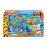 Mattel Hot Wheels Stunt-Strecken-Schnellstart-Cyclone-Streckenset und Spielzeugauto aus Metall