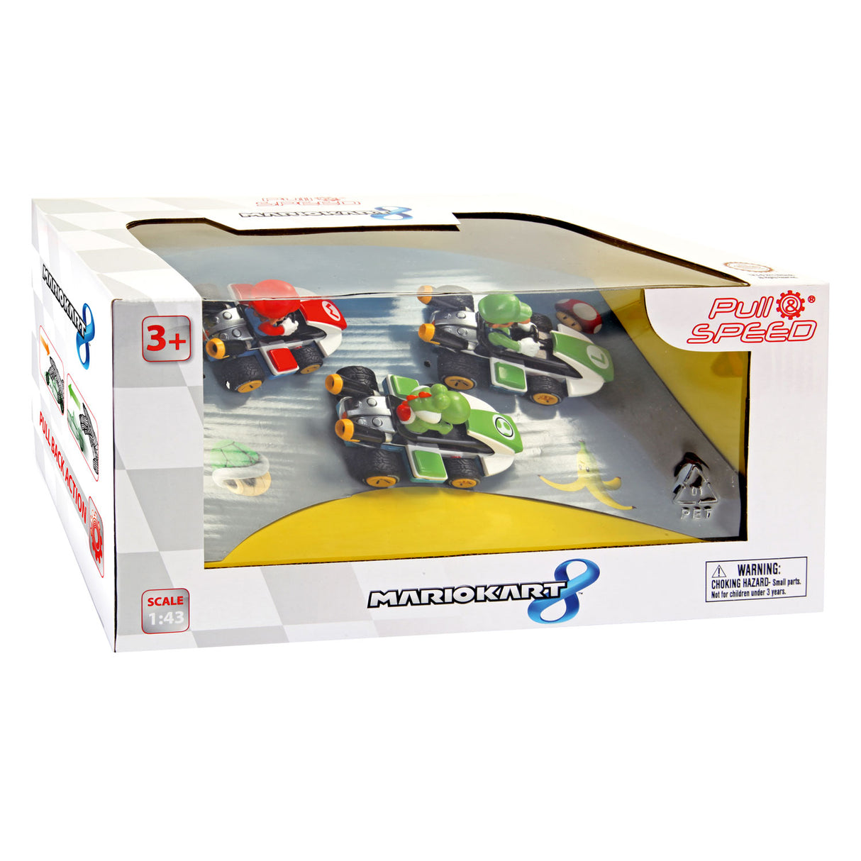 Carrera Super Mario Pull Back Kart-Set, 3-teilig.