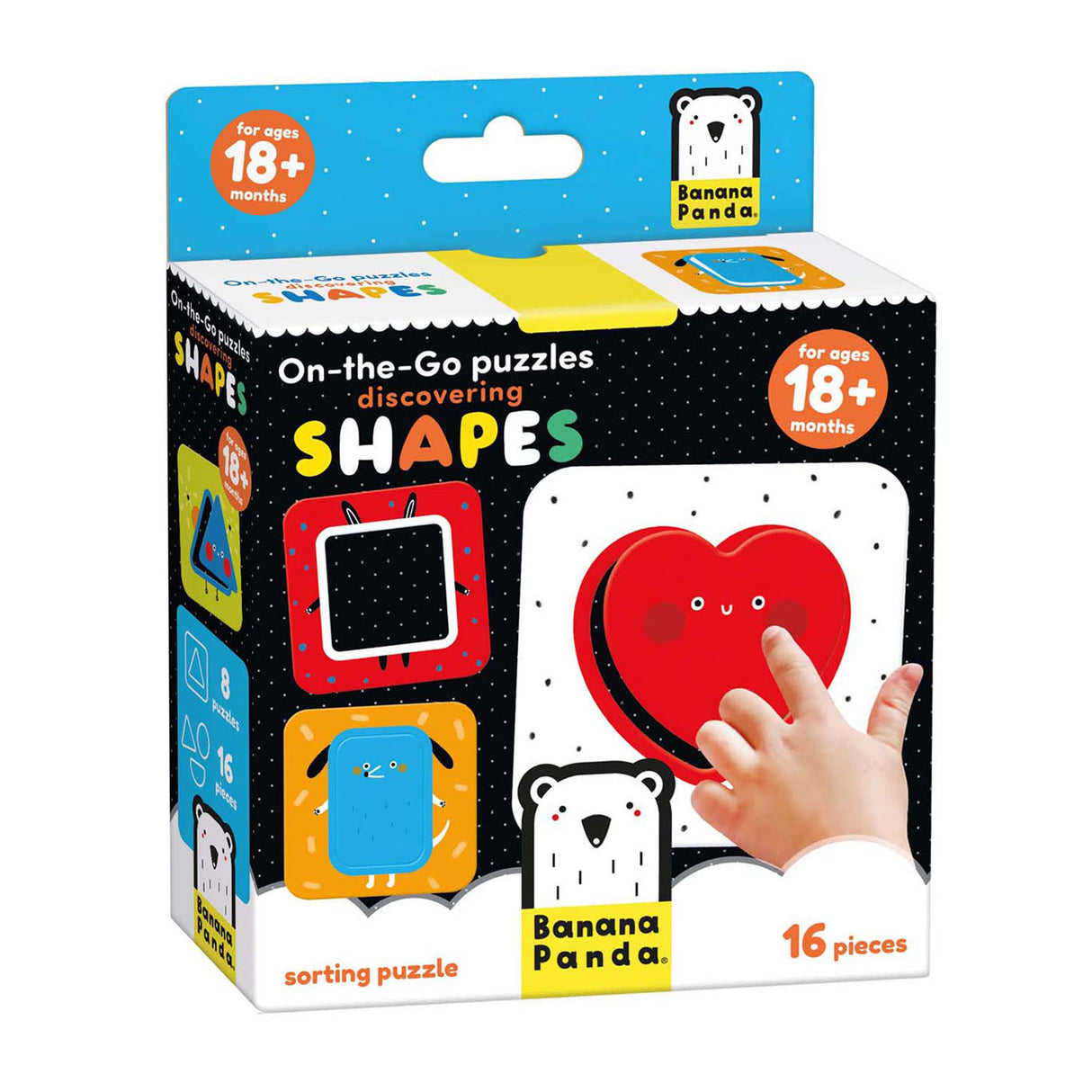 Bananenpanda – Puzzle für unterwegs, Formen entdecken – 16 Teile.