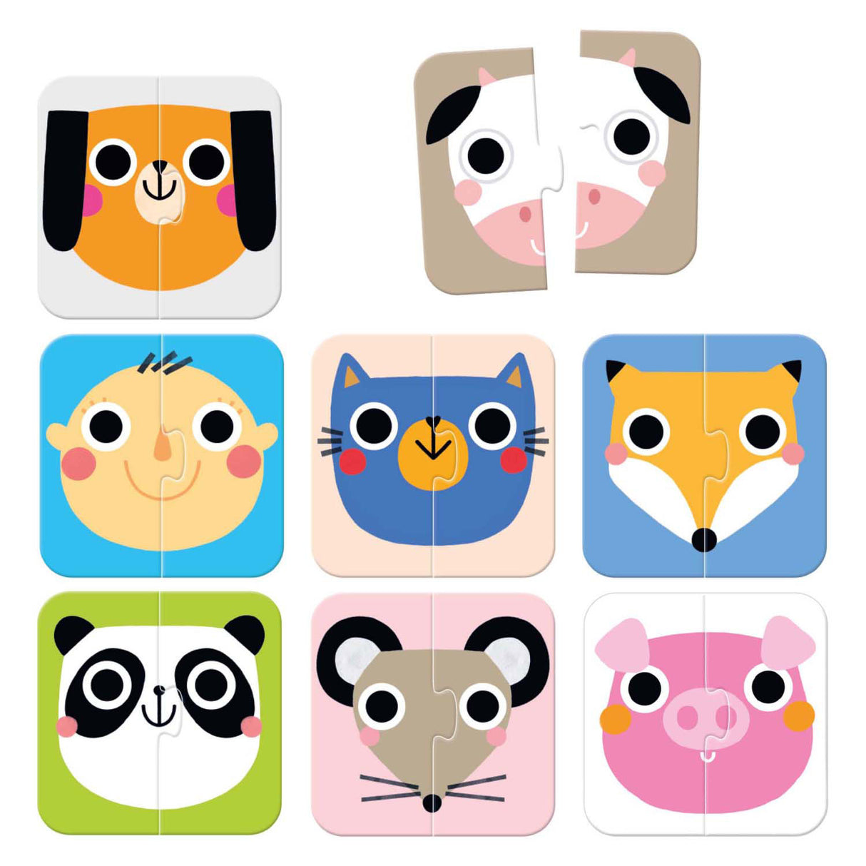 Bananenpanda-Puzzle für unterwegs, halbe Gesichter ab 15 m.