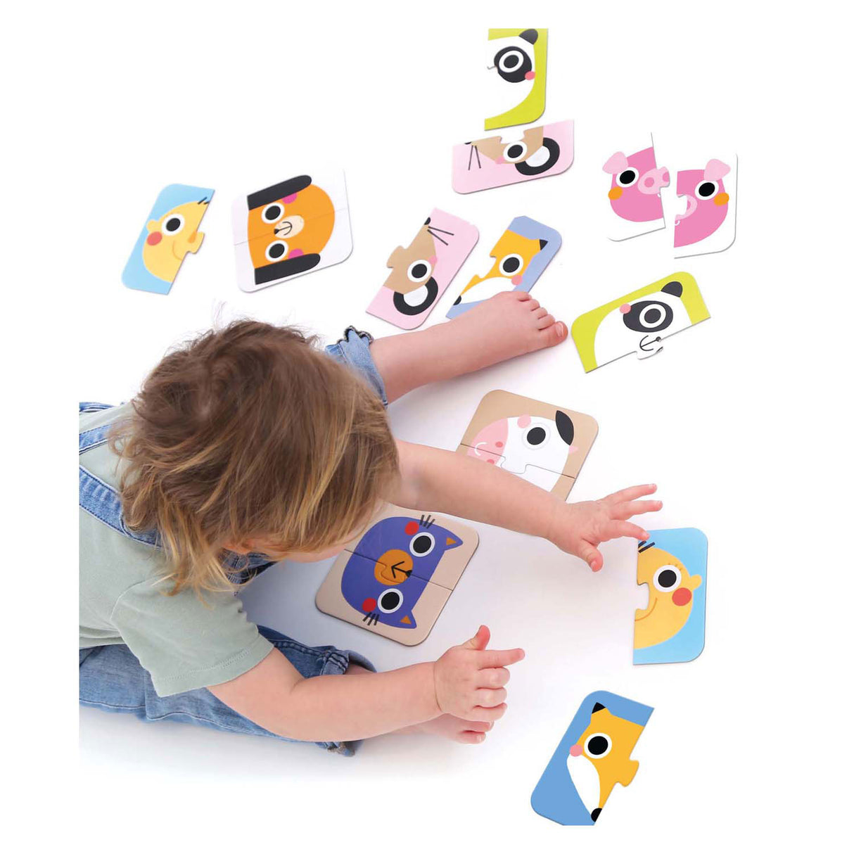 Bananenpanda-Puzzle für unterwegs, halbe Gesichter ab 15 m.