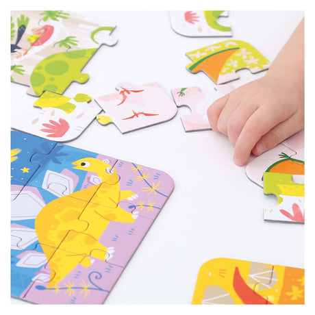 Bananen-Panda-Puzzle für unterwegs mit Dinosauriern 3+ – fünf Puzzles mit je 9 Teilen – lustiges Dino-Puzzlespielzeug.