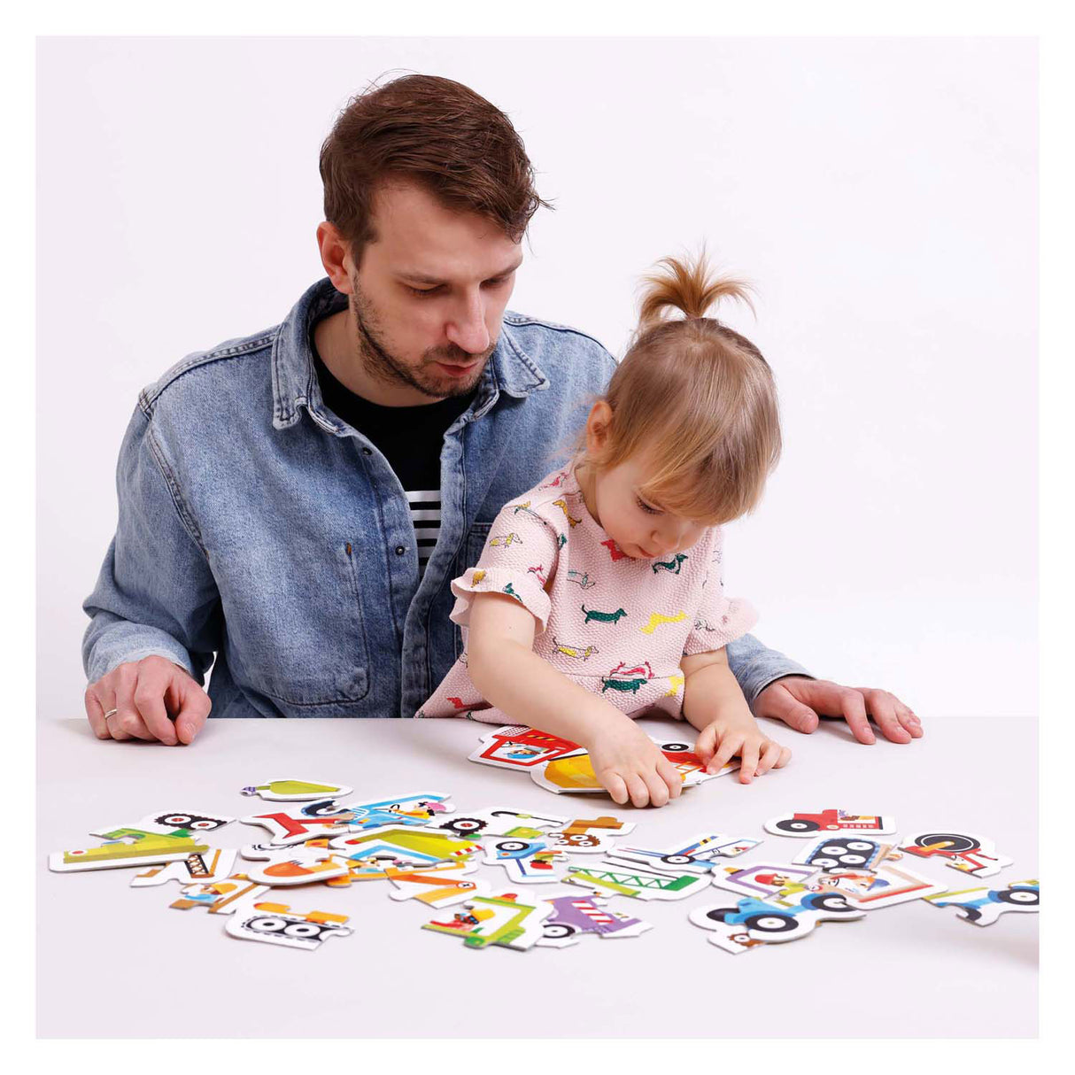 Bananenpanda – aufsteigende Puzzle-Fahrzeuge – 33 Teile.