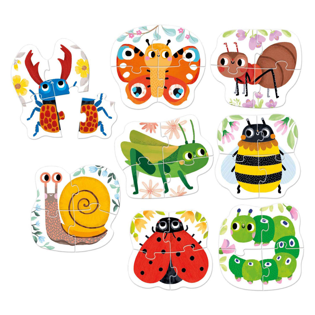 Bananenpanda - aufsteigende Puzzles kleine Tiere - 8 Puzzles