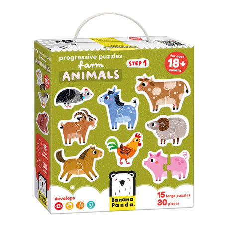 Bananenpanda Schritt-für-Schritt-Puzzle Nutztiere ab 18 Monaten.
