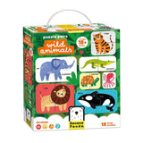 Bananenpanda - Puzzlepaare wilder Tiere - 18 Teile.