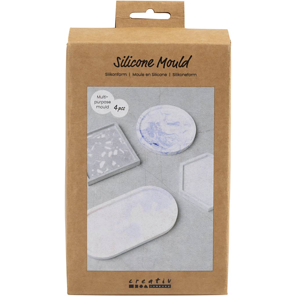 Creativ Company Silikonformen, Quadrat, Kreis, Sechseck und Oval, H: 1-1,5 cm, T 9-11,2 cm, 4 Stück 1 Box