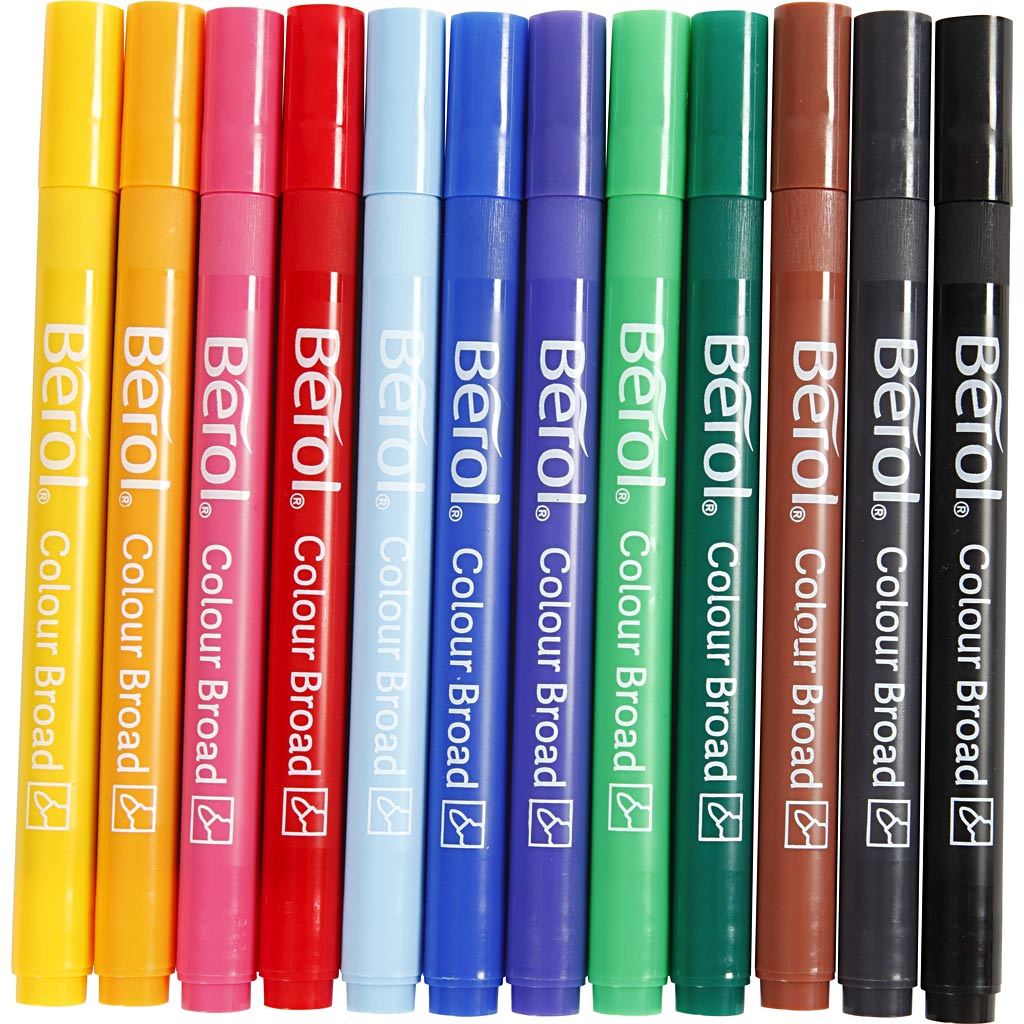 Berol Marker, D 10 mm, Strichstärke 1-1,7 mm, verschiedene Farben, 12 Stück 1 Box