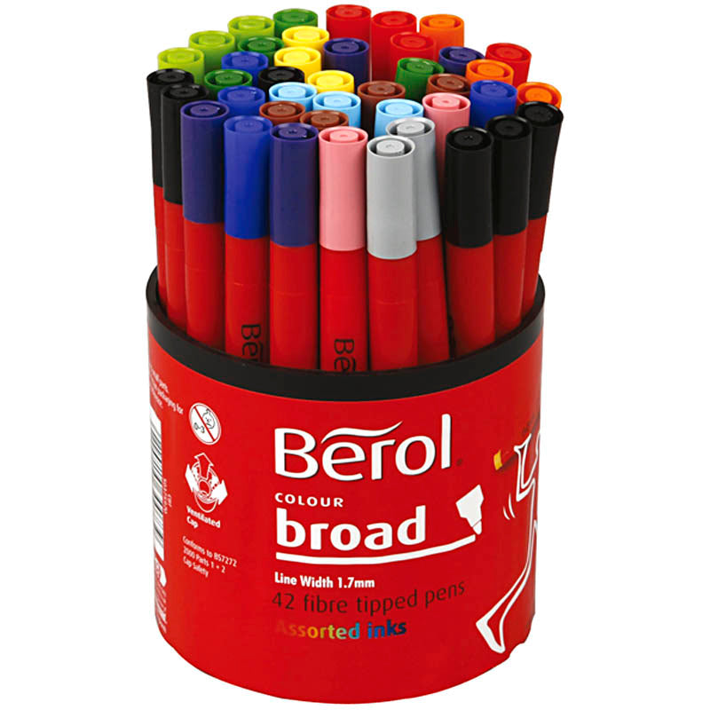 Berol Marker, D 10 mm, Strichstärke 1-1,7 mm, verschiedene Farben, 42 Stück, 1 Box