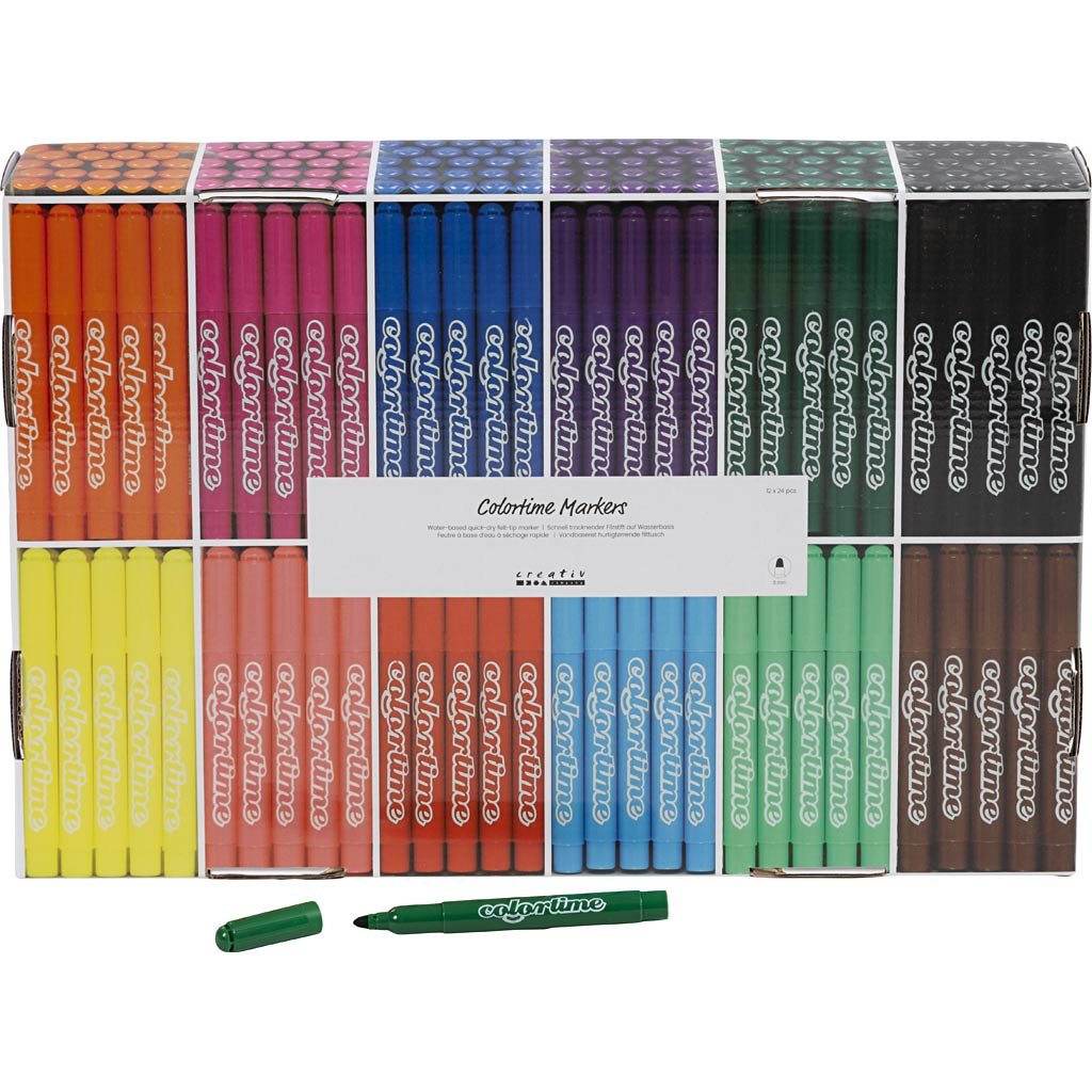 Colortime Großpackung mit 12x24 farbigen Jumbo-Markern