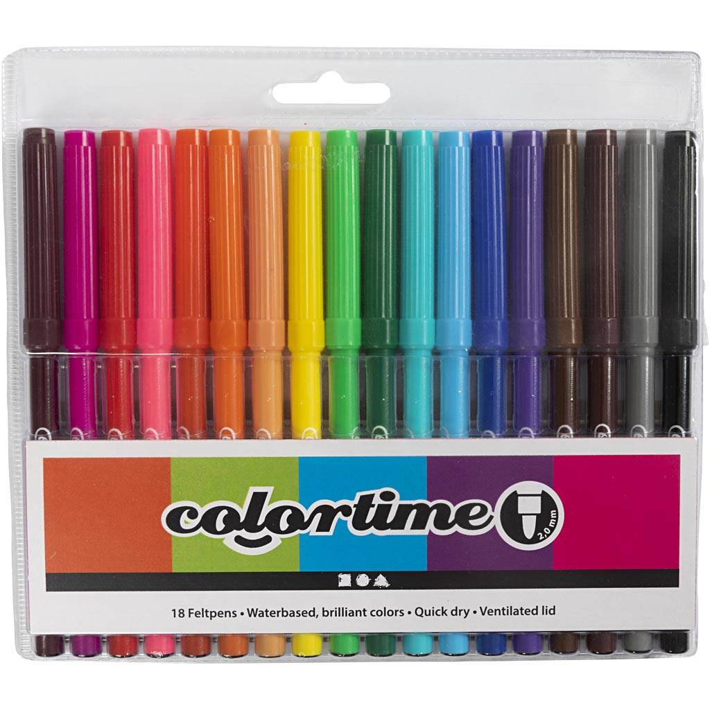 Colortime-Marker, Strichstärke 2 mm, verschiedene Farben, 18 Stück, 1 Box