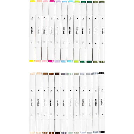 Creativ Company Zeichenstift, Strichstärke 1+8 mm, Pastellfarben, Standardfarben, 24 Stück 1 Box