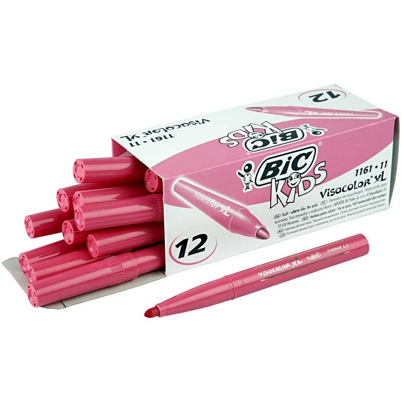 Bic Visa Color Farbmarker, Strichstärke 3 mm, rosa, 12 Stück 1 Box