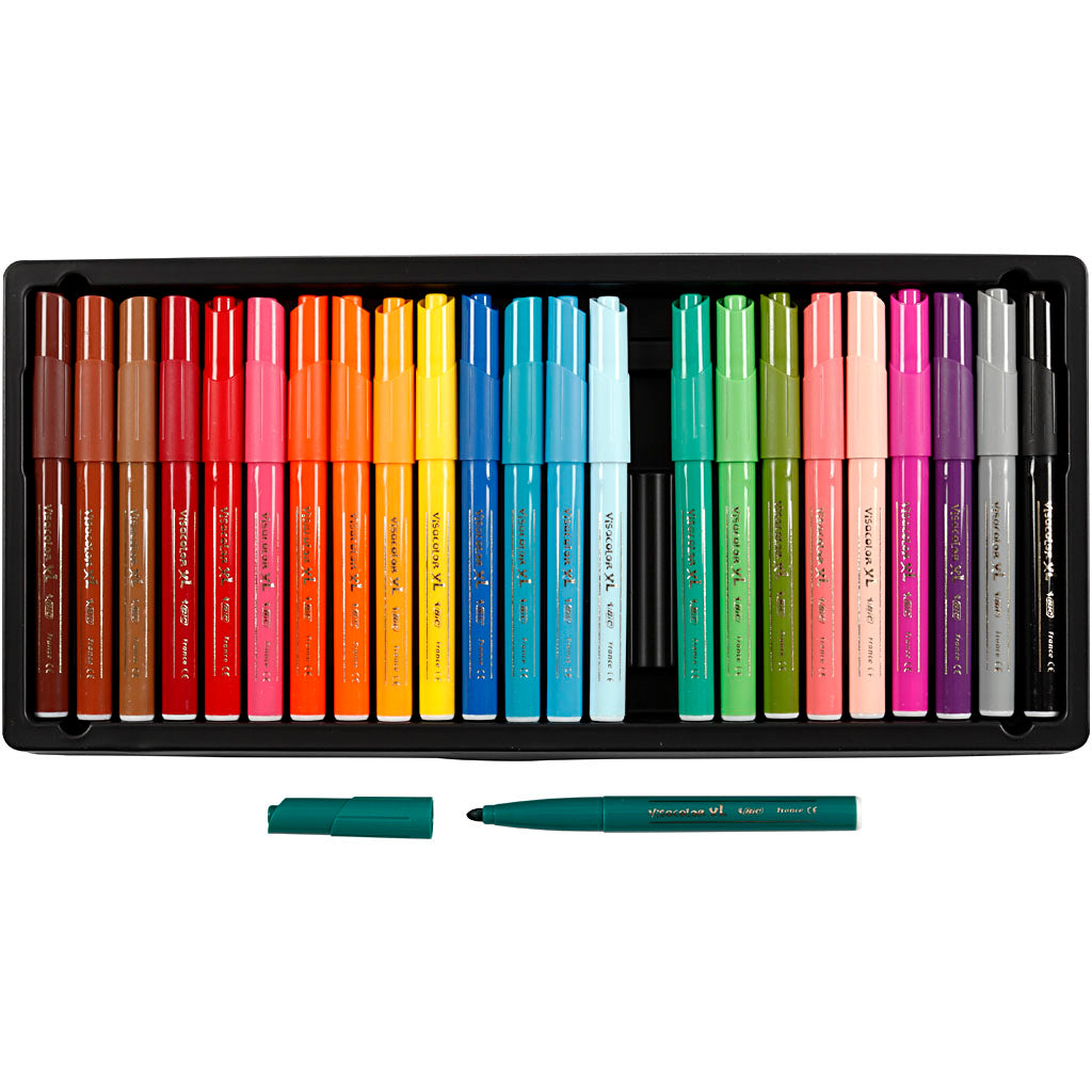 Bic Visa Color Farbmarker, Strichstärke 3 mm, verschiedene Farben, 24 Stück 1 Box