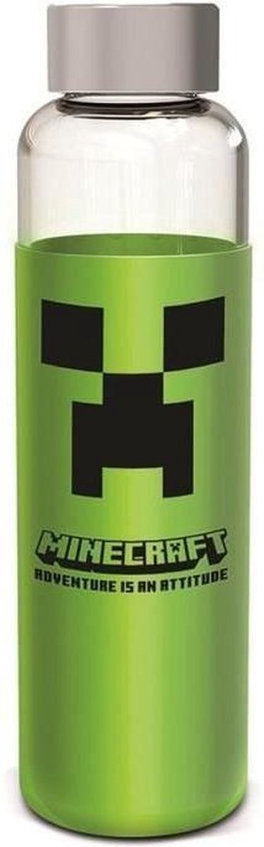 Anders-Flasche – Stor – Minecraft – Glas mit Silikonhülle – wiederverwendbar – 585 ml