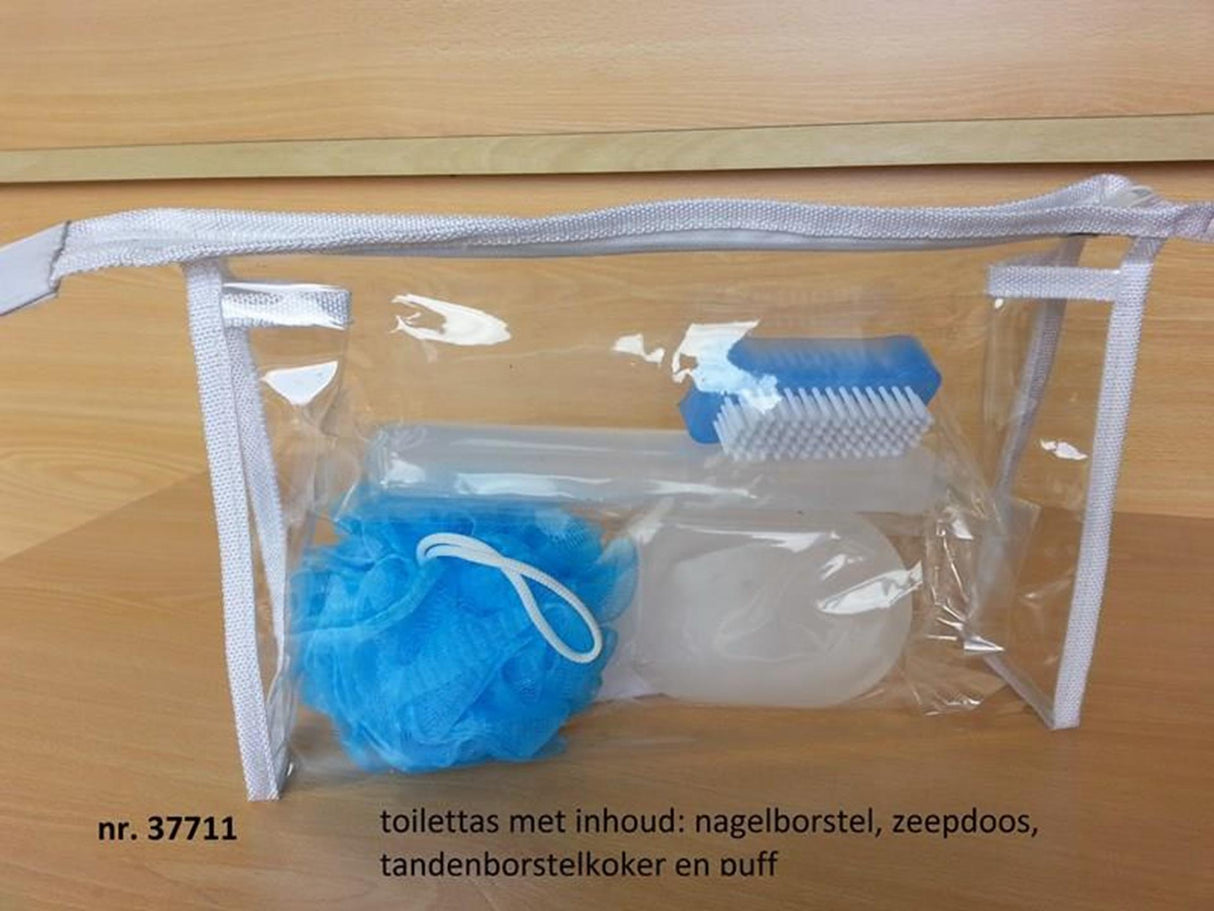 Kulturbeutel transparent mit Inhalt