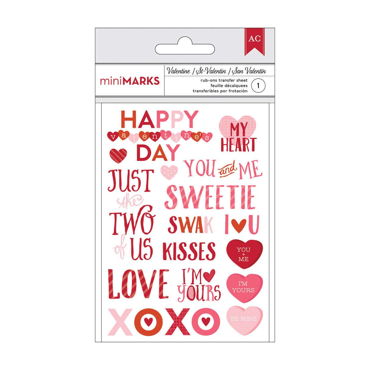 Amerikanisches Kunsthandwerk • Rub-ons-Satz zum Valentinstag