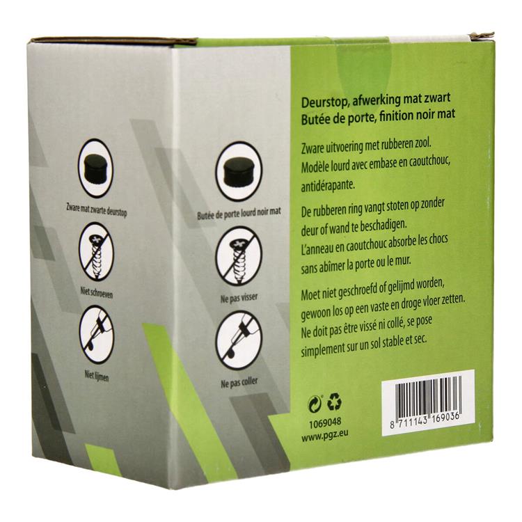 Mack 1069048 - zware deurstop zwart hoog 1,1 kg ø110mm 60mm | 6 stuks