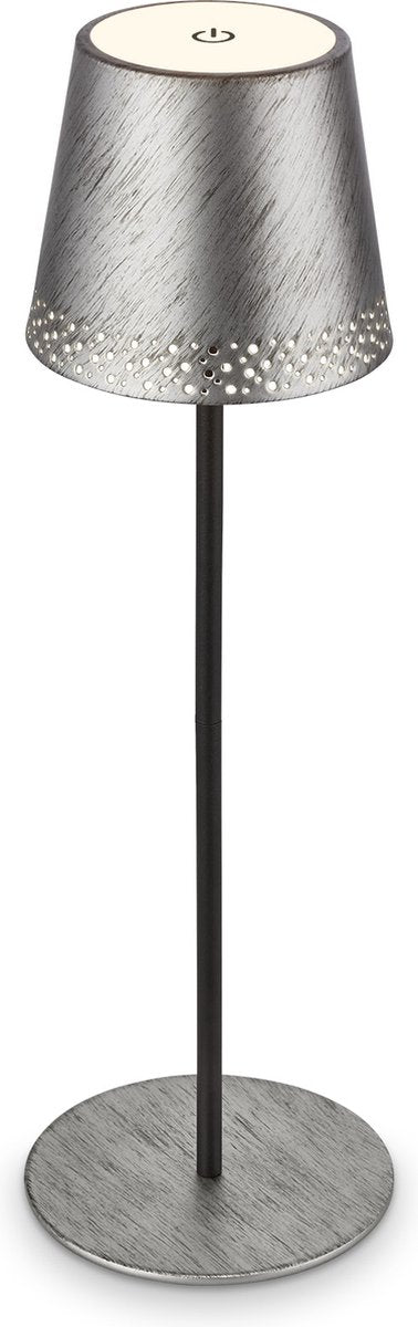 Briloner kiki – wiederaufladbare Tischleuchte – dimmbar – für drinnen und draußen – höhenverstellbar – warmweißes Licht – Silber
