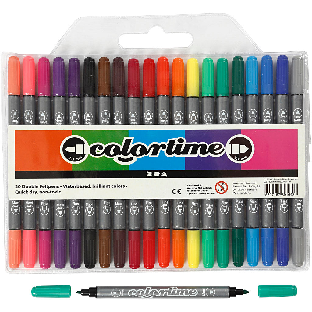 Doppelseitige Marker der Firma Creativ – Grundfarben, 20 Stk.