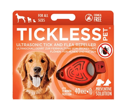 Tickless Teek and VLO defense for dog and cat fluorescent orange