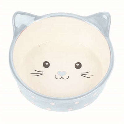 Happy Pet Futternapf für Katzen, Polka-Blau, Creme