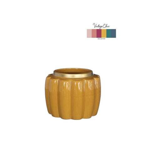 Ideas 4 seasons bloempot pouff mosterd ø12,6xh9,7cm