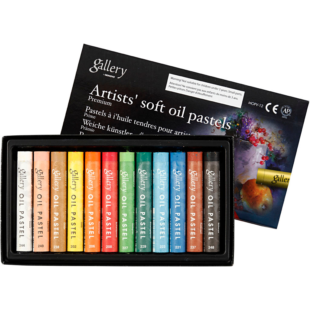 Mungyo Gallery Ölpastell Premium, L: 7 cm, Stärke 10 mm, verschiedene Farben, 12 Stück 1 Box