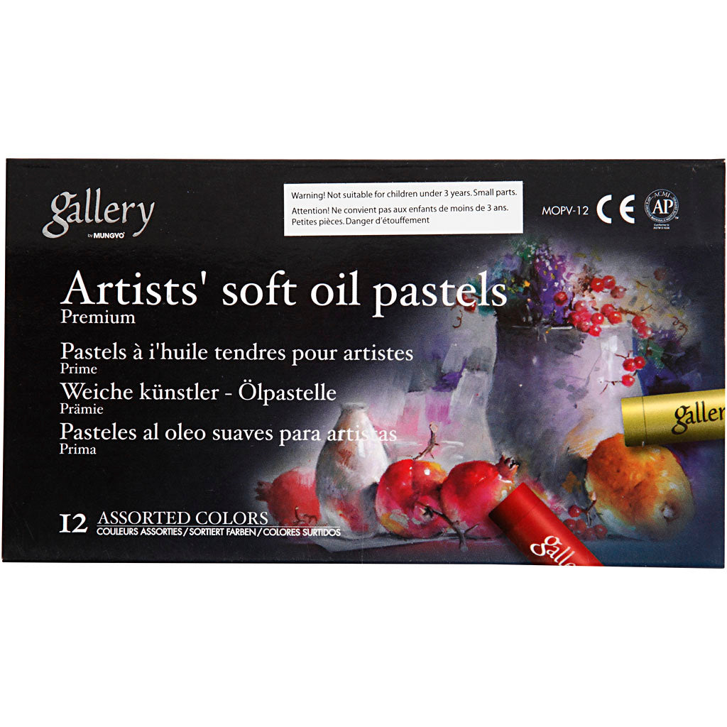 Mungyo Gallery Ölpastell Premium, L: 7 cm, Stärke 10 mm, verschiedene Farben, 12 Stück 1 Box