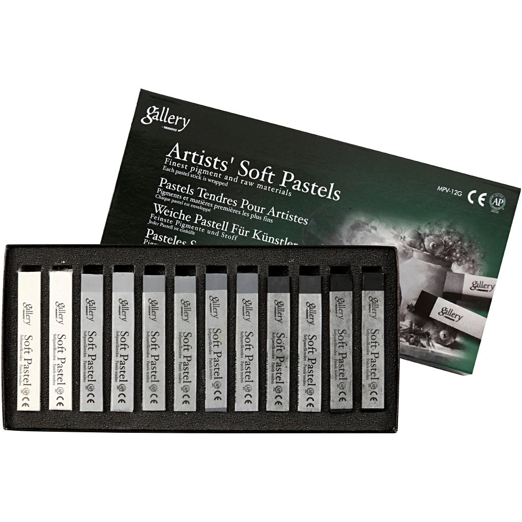 Creativ Company Galerie Soft Pastell Set Black White Harmonie, 12st.