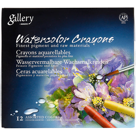 Mungyo Aquarellstifte, L: 9,3 cm, verschiedene Farben, 12 Stück, 1 Box