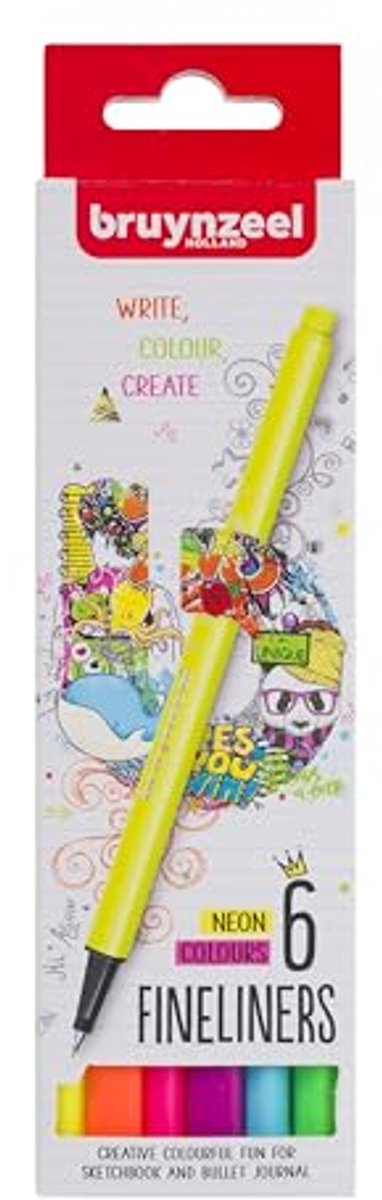 Bruynzeel Fineliner-Set Neon 6 Farben