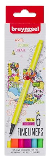 Bruynzeel Fineliner-Set Neon 6 Farben
