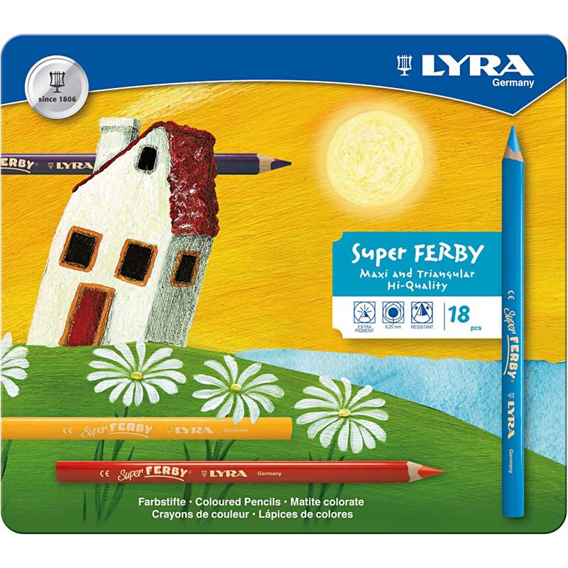 Lyra Super Ferby 1 Buntstifte, L: 18 cm, Mine 6,25 mm, farbig sortiert, 18 Stück 1 Box