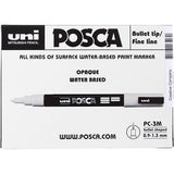 Uni-Posca-Posca-Marker, Größe PC-3 m, Strichbreite 0,9–1,3 mm, fein, Gold, Silber, Weiß, 6 Teile, 1 Box
