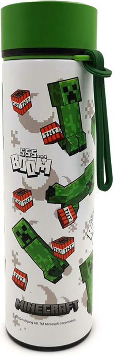 Puckator Minecraft - Creeper - Baum - Thermoskanne - 450 ml - Thermometer - Trinkbecher