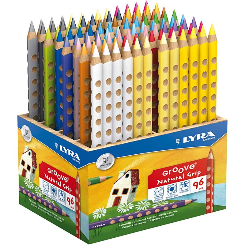 Lyra Rillen-Buntstifte, L: 18 cm, Mine 4,25 mm, farbig sortiert, 96 Stück 1 Box