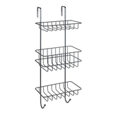 Wenko doucherek revigo 3-laags zwart staal 19x57cm - zonder boren - doucherekje hangend - douchemand - douchecaddy ophangbaar