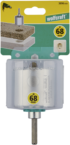 Wolfcraft Bohrer | hmm | mit Schaft und Bohrer | ø68mm | 1 Stück - 3896000