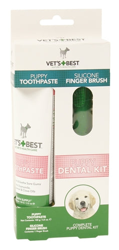 Vets Best Puppy toothpaste with finger brush kit