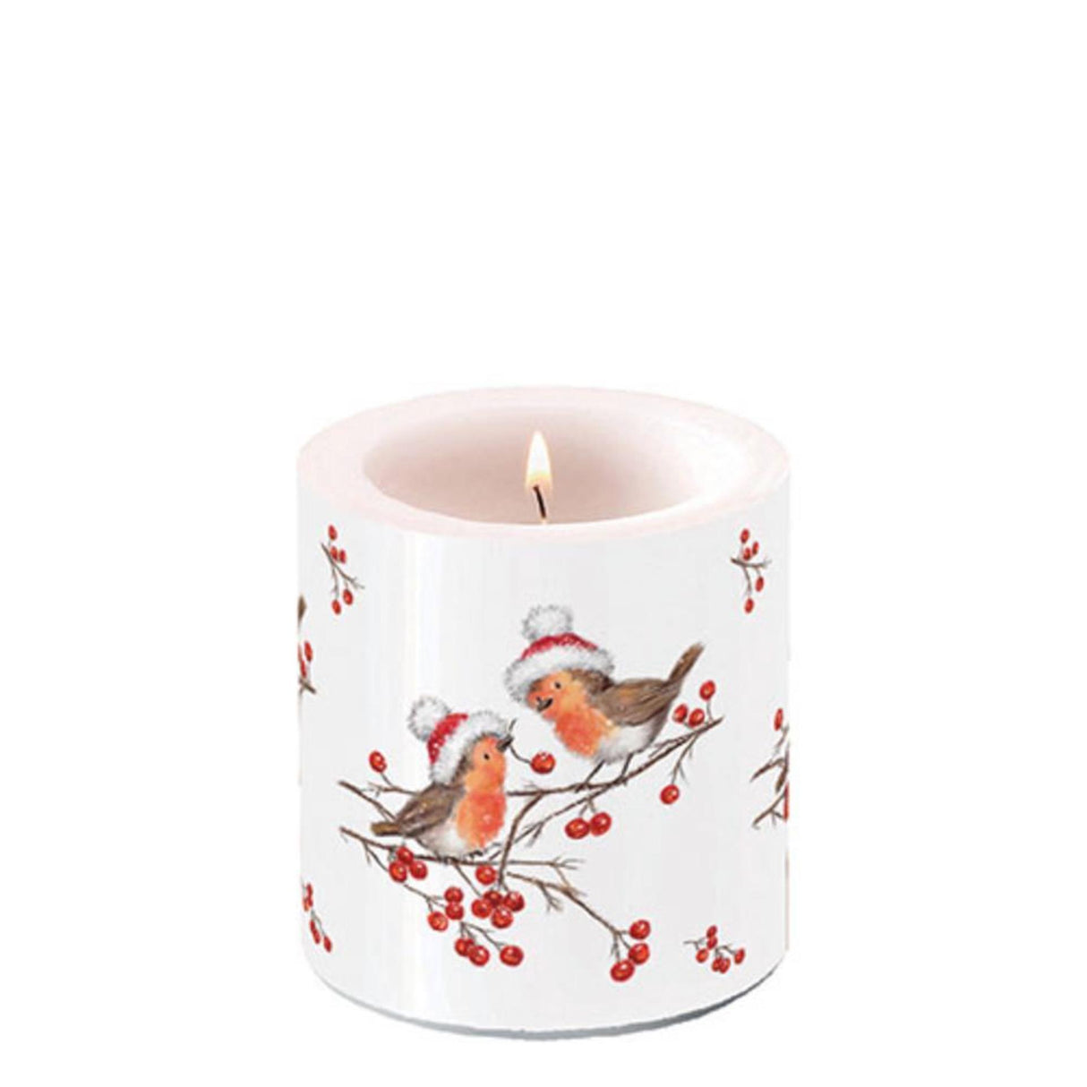 Ambiente-Kerze kleine Weihnachts-Rotkehlchen