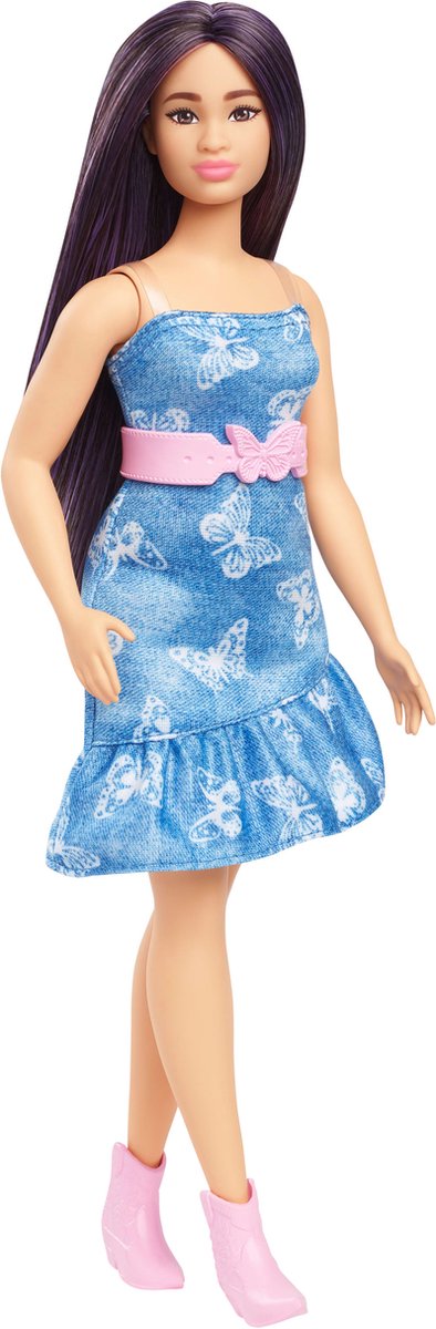 Barbie Fashionista Pop mit lila Haaren.