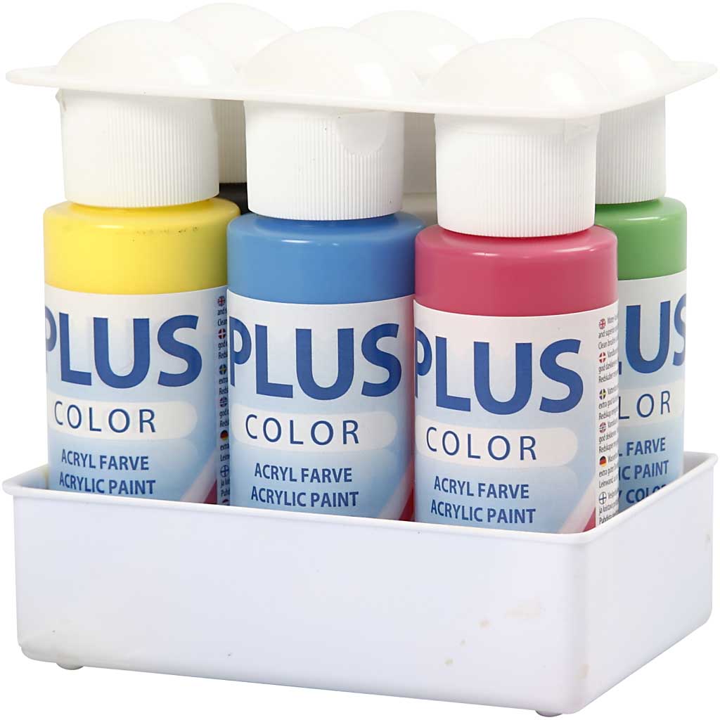 Plus Color Acrylfarbe, Grundfarben, 6x60 ml 1 Dose