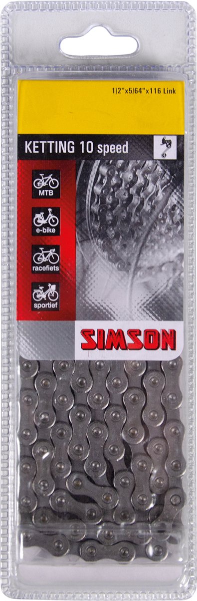 Simson Ketting Maeilleur 10-Bicycle-Kette 10-Gang, Anti-Rust-Beschichtung, 116 Links, 1 2 x5 64